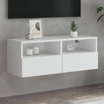 Mueble de pared para tv madera de ingeniería blanco 80x30x30 cm