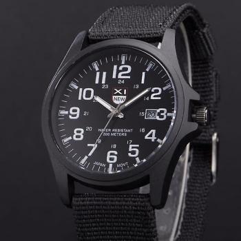 Montre Kakanwo Homme Date Acier Inoxydable Noir Sport Militaire