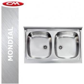 Cestina di lavaggio in acciaio inox a due vasche 80x50 cm