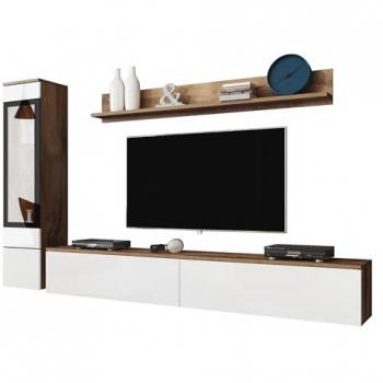 Conjunto de salón sarasota 125, blanco brillante, wotan roble