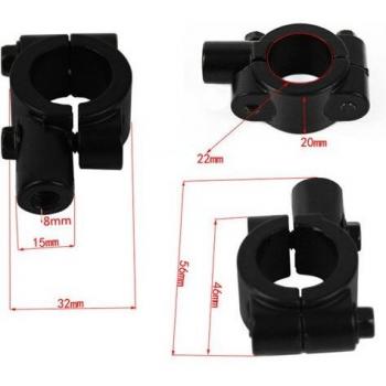 10mm 7/8 Motorcycle Rearview Mirror Mount Holder Adapter Clamp - Pair