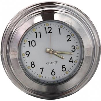 Waterproof 7/8 Motorcycle Time Watch - Silver & White