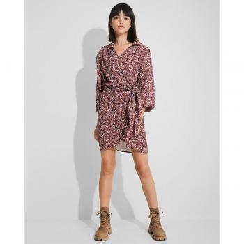 Mujer Naëlle - Vestido cruzado atado en lazo, cuello camisero y manga larga acampanada