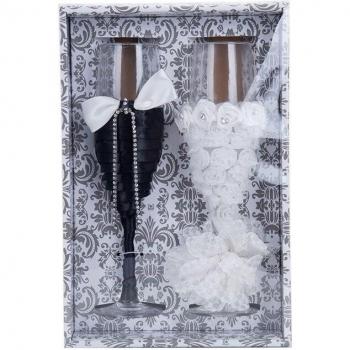 Rhinestone Wedding Wine Glasses Pair