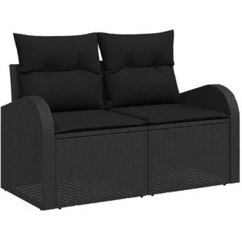 Sofa jardin 2 places Vidaxl – Polyrotin noir avec compartiment de rangement