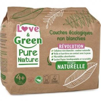 Couches écologiques non blanchies Love&Green Pure Nature 4+ (9 à 20 kg) - paquet de 35