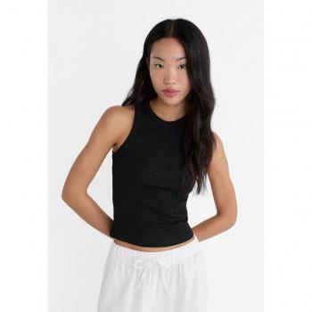 Glitzerndes Racing-Shirt von Stradivarius in Schwarz XS