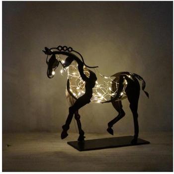 Caballo de Metal con Luz LED para Decoración