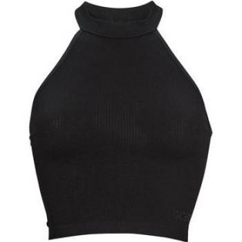 Top senza maniche in pizzo nero Guess TORI W/LACE SEAMLESS