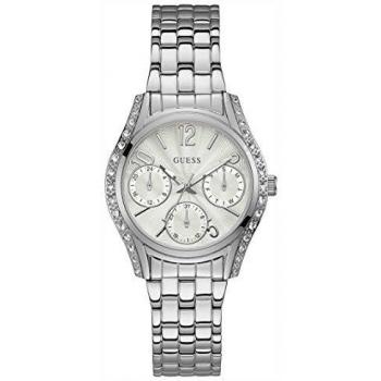Guess Damen-Weltzeituhr Edelstahlarmband Quarz W1020L1