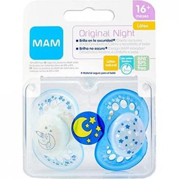 CHUPETE LATEX MAM ORIGINAL NIGHT + 16 M AZUL