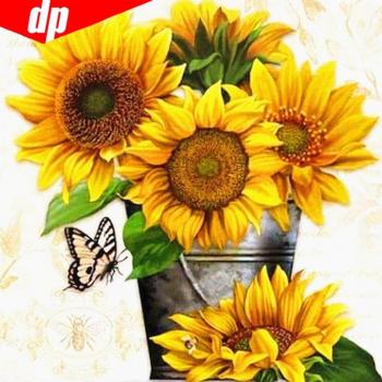 Vollrunde 5D Diamant Mosaik Sonnenblume 30x30