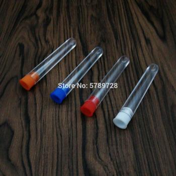 30PCS 12x75mm Clear Plastic Test Tubes with Color Caps