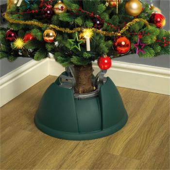 Christmas Tree Stand with Green Base and Silver Clasps (38cm)