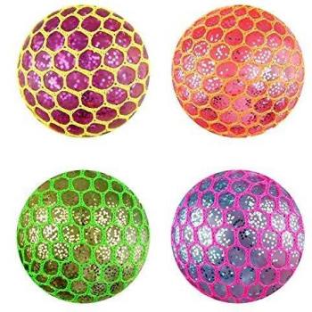 Various Mesh Glitter Squish Balls 7cm