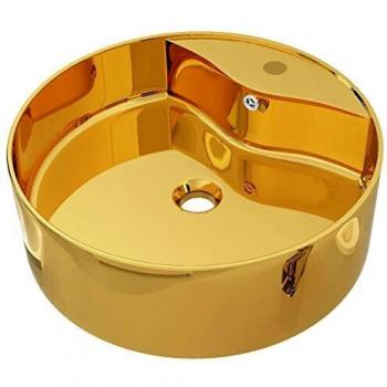 VidaXL Gold Ceramic Wash Basin 46.5x15.5 cm