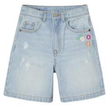 VertbauDet Bermuda bleu jean fleuri brodé