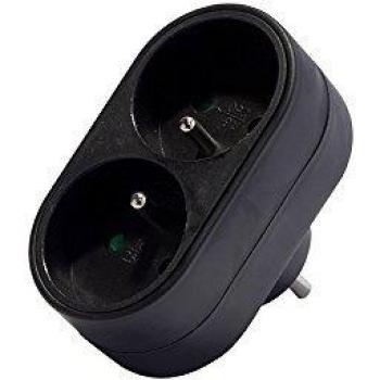Biplite CHACON Domino 2×16A 3500W Noir Intérieur