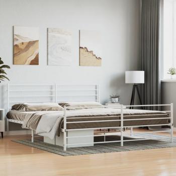 White Metal Bed Frame without Mattress and Footboard - Standard Size