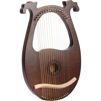 Harpe Lyre Acajou 16 Cordes avec Clé de Réglage et Corde de Rechange