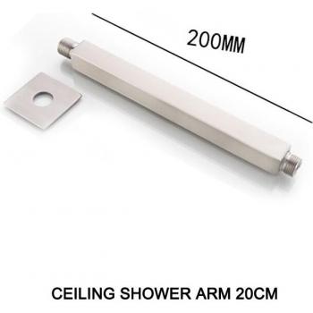 Brushed Nickel Shower Arm Set with Square and Round Holder