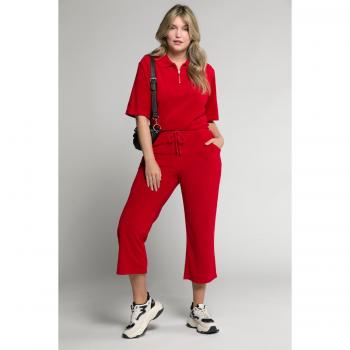 Culottes in spugna elasticizzata con vita alta, Donna, Rosso, Taglia: 52/54, Cotone