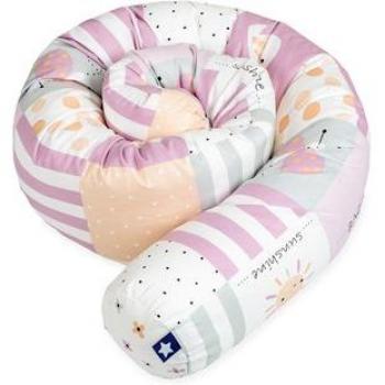 Tour de lit traversin enfant Patch rose 180 cm
