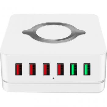 72W 6-Port USB Charger with Quick Charge 3.0 and Wireless Charging