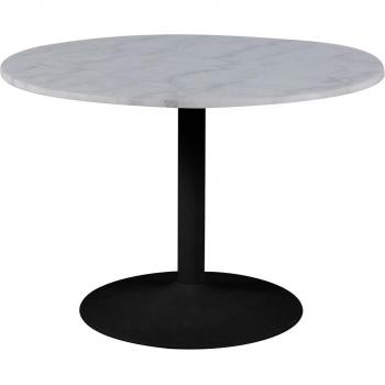 Tarifa Round Dining Table - White Marble Surface and Black Stand