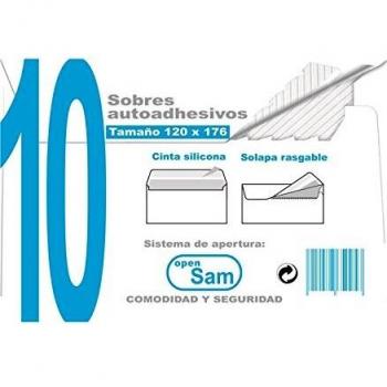 Sam - PAQUETES DE 10 SOBRES OPEN TAMAÑO 110X220 90 GRS. SAM 664912