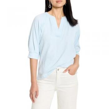 White Crinkle Knit Café Top – Large