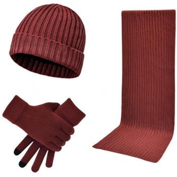 Mens Soft Stretch Hat Scarf and Mitten Set