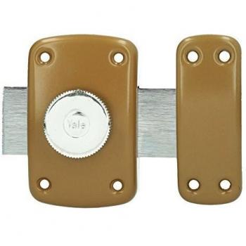 Verrou à bouton et cylindre Yale avec 5 goupilles de diamètre 23 mm et longueur 40 mm, 3 clés, marron doré