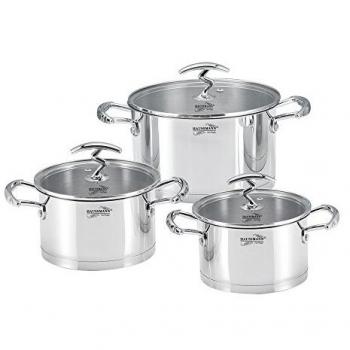 Ensemble de Faitouts en Acier Inox 3 pièces avec Couvercles
