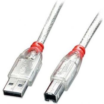 LINDY USB2.0 Typ A/B Kabel M/M 0.5m Transparent