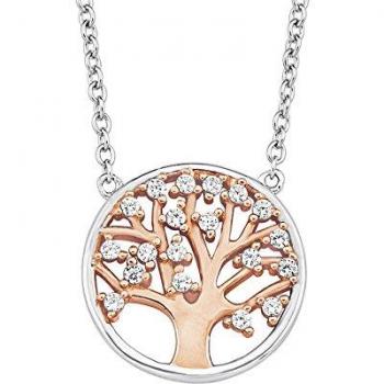 Collar de plata 925 con circonitas sintéticas y colgante de árbol de la vida para dama