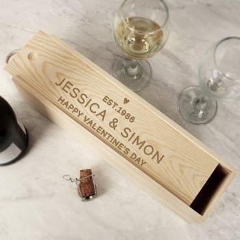 Wooden Love Heart Wine Treasure Chest