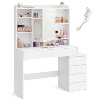 Miroir de Coiffure LED Ajustable – Modèle VASAGLE – Blanc Nuage