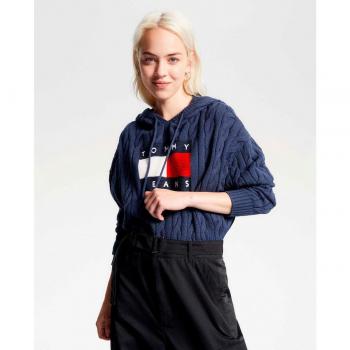Tommy Jeans - Sudadera de punto trenzado con capucha para mujer