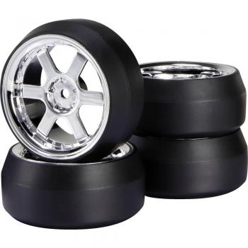 Ruote Drift Cromo 6 Raggi per Auto 1:10 - Set di 4