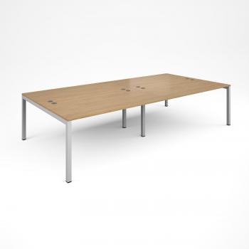 Connex Dual Back-to-Back Desk with White Frame and Oak Top - 3200mm x 1600mm