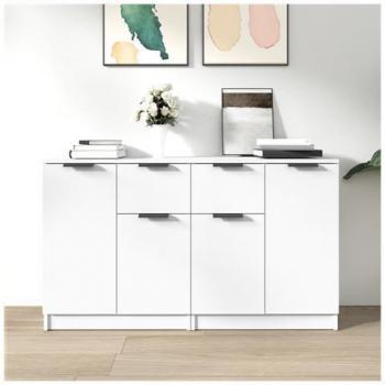 Cassettiere Bianche 2 Unità 60x30x70 cm – Legno Multi Strato