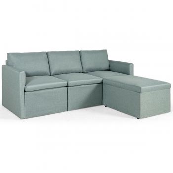 Costway Convertible Sectional Sofa L Shape Couch/Reversible Chaise in Green