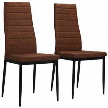 Sillas de comedor 2 unidades tela marrón