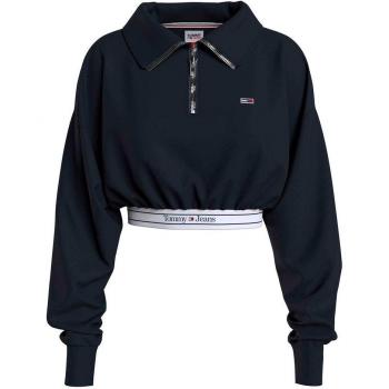 Felpa Tommy Jeans Donna con Collo a Mezza Zip Nero Taglia M