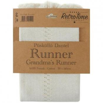 Runner in Tulle Tricotato Retro Time Bej 35x145 cm