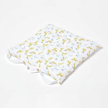 Majestic Stag Grey Christmas Seat Pad with Straps 100% Cotton 40 x 40 cm, Set of 4