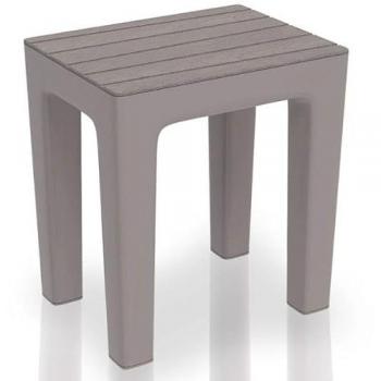 SGABELLO BAGNO WOODY MULTIUSO EFFETTO LEGNO L38xP29xH41,5cm VARI COLORI IN PP, 'Tortora'