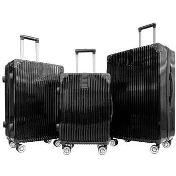 Black Metallic Hard‑Shell Suitcase Pack – 3 Pieces