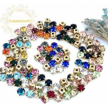 Mixed Color Diamond Shape Glass Crystal Rhinestones with Gold Claw (3mm-8mm)